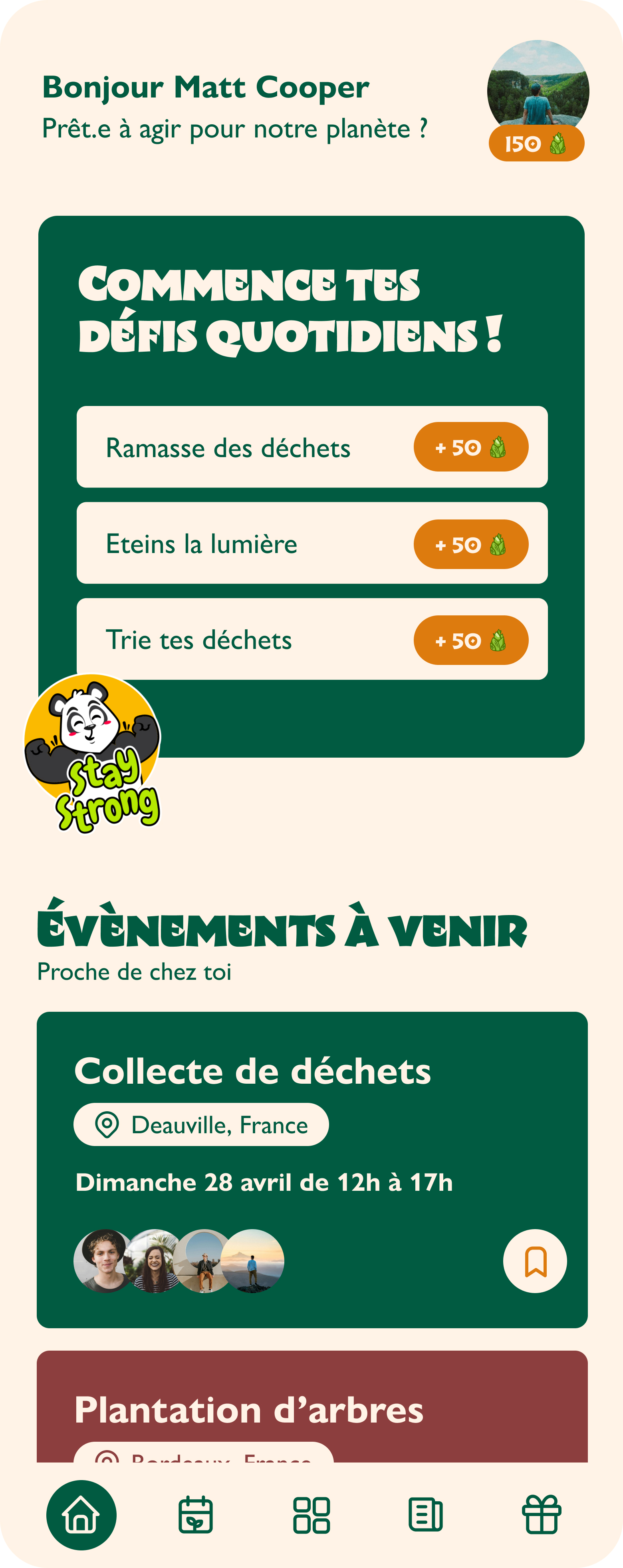 page d'accueil de l'application mobile bambou
